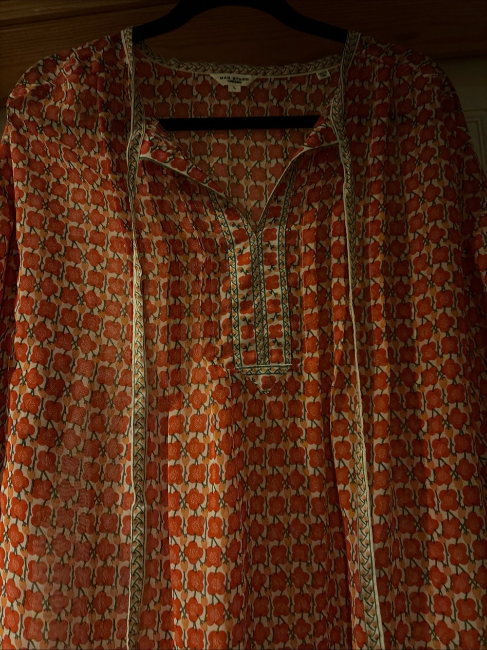 Max Studio Coral Printed Boho V-Neck Tunic - Picture 3 of 7